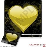 Sony PS3 Slim Skin - Glass Heart Grunge Yellow