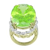 10k Gold Overlay Sterling Silver Oval Green Cubic Zirconia Ring