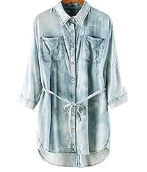 General Print 3/4 Sleeves Long Sleeves Denim  Dress