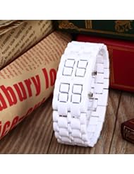 Youyoupifa White Plastic Lava Blue LED Digital Bracelet Watch (Unisex)