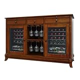 Vinotemp Cocktail Storing Accessories Cava 36-Bottle Dual-Zone Thermoelectric Wine Credenza Rich Maple Finish