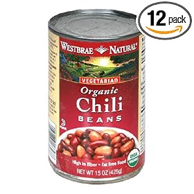 Westbrae Natural Vegetarian Organic Chili Beans, 15 Ounce Cans (Pack of 12)