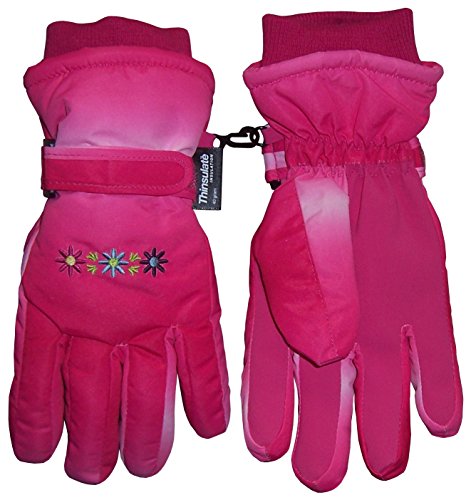 N'Ice Caps Girls Thinsulate and Waterproof Multi Color Tye Dye Floral Ski Gloves