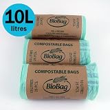 10 Litre x 75 bags Biobag Compostable Kitchen Caddy Liner - Food Waste Bin Liners - EN 13432 - Biobags 10L Bags with Composting Guide