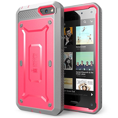 SUPCASE Amazon Fire Phone Case - Unicorn Beetle PRO Series Full-body Hybrid Protective Case with Built-in Screen Protector (Pink/Gray), Dual Layer Design/Impact Resistant Bumper, Compatible with Fire Phone 2014 Release