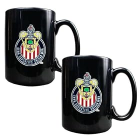 Chivas USA MLS 2pc Black Ceramic Mug Set - Primary Team Logo