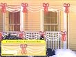 Set of Swag Style Christmas Lights with Red Shimmering Bow - White Wire