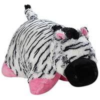 Pillow Pets 30-Inch Jumbo Folding Plush Pillow, Pink Zebra, Large