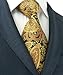 Landisun SILK Paisleys Mens SILK Tie Set: Necktie+Hanky+Cufflinks 651 Gold Black, 3.25