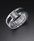 Triton Tungsten Carbide Wedding Ring with Carbon Fiber Inlay and .05 ct Diamond 21-2359C