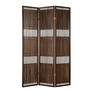 Folding Screen Room Divider - 3 Panels Ashville Dark Walnut Finish by Adesso
