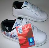 Size 12 England Boys Zone En White/blue Skater Style Velcro Football Trainers. Bnib