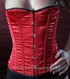 Red Satin Victorian Vintage Shaper Corset Boned Lace Up Waist Cincher