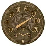 Springfield Precision Instruments 18 Cast Aluminum Bronze Empire II Thermometer with Clock by