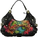Isabella Fiore Love Your Planet Angi Women's Hobo Shoulder Bag Black Caramel