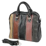 MADALYN Patch Zip Embellished Soft Leatherette Satchel Bowler Office Tote Bag Handbag Purse w/Should...