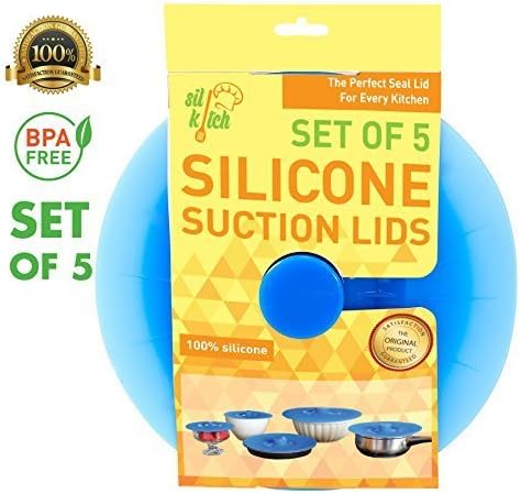 Silkitch Set of 5 - Silicone Suction Lids and Food Covers by Silkitch