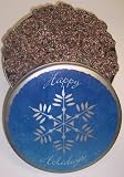 Scott's Cakes Mini Chocolate Covered Pretzels with Christmas Color Non-Pareils in a Large Snowflake Tin