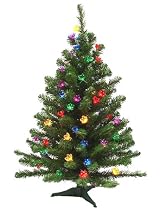 3' Pre-Lit Double Petal Reflector Artificial Christmas Tree Multi Lights #H89082