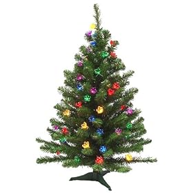 3' Pre-Lit Double Petal Reflector Artificial Christmas Tree Multi Lights #H89082