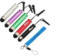 GTMax 7pc Accessory Set Including 5x Mini Cellphone Tablet touch Screen Stylus with 3.5mm adapter (Black/Red/Purple/Silver/Green) + LCD Mobile Screen Cleaner & Blue Wrist Strap Lanyard for HTC Droid Incredilble 2, Thunderbolt, Inspire 4G, Evo 3D; Samsung Droid Charge, Infuse, Galaxy S2 SII / S 2 i9100 / i777 G4 ; HP TouchPad, Fascinate; Apple iphone 4G 4GS, Kindle Fire
