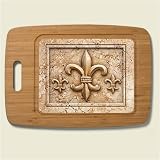 Large Cutting Board ~ Fleur de Lis ~ made of bamboo with poly surface ~ code 106