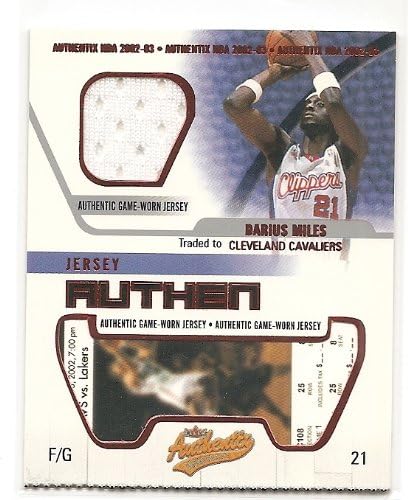 Darius Miles 2002-03 Fleer Authentix Jersey Authentix Game Worn Los Angeles Clippers Jersey Insert Card