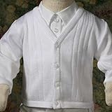 Baby Boys Cute Soft White Knit Baptism Christening Sweater 3-24M