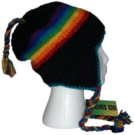 Authentic Soul Wool Ear Flap Sherpa Ski Rainbow Crochet Hat