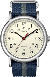 Timex Men's T2N654KW Weekender Blue and Gray Slip Through Strap Watch
