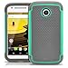 Moto E Case (1st Gen - 2014), MagicMobile Hyrbid Rugged Durable Impact Resistant Shockproof Double Layer Cover [DUAL ARMOR SERIES] Protective Hard Shield Shell and Soft Flexible Silicone Skin [Gray - Turquoise] - Compatible with Moto E (1st Gen) Only