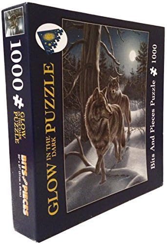 Bits and Pieces, Glow in the dark, 1000 Piece Jigsaw Puzzle, Wolves in Moonlight by James Merger