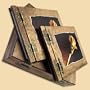 Fotoalbum und G�stebuch mit Kiste Hochzeit Set Calla motiv in sepia Geschenk HOLZ