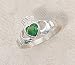Sterling Silver Glass Emerald Claddagh Ring Size 5 Irish Celtic Fine Fashion Jewelry