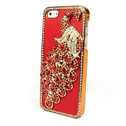 Red Bling Peacock Leather Case Cover iPhone5 5S
