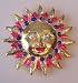 Kitchen Fridge Magnet Gold Tone Sun Rhinestones Pink