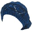 New 2 Tone Crochet Beret Tam Knit Slouchy Junior Hat Blue Medium Large