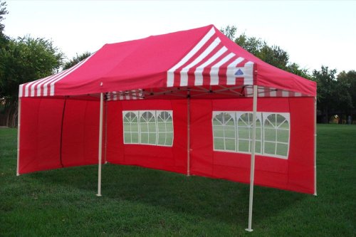 10x20 Pop up 4 Wall Canopy Party Tent Gazebo Ez Red Stripe F Model - 2013 Upgraded New Model On Sale