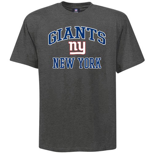 NFL Men's New York Giants Heart And Soul Ii Adult Short Sleeve Basic Tee (Heather Gray, Large)