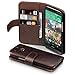 Terrapin Leather Wallet Case with Card Slots & Bill Compartment for HTC One M8 (Genuine Leather - Brown)