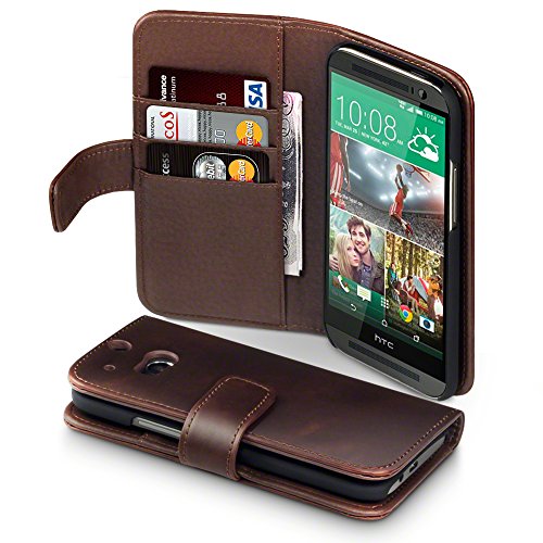 Terrapin Leather Wallet Case with Card Slots & Bill Compartment for HTC One M8 (Genuine Leather - Brown)