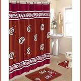 Burdundy/Copper fifteen-piece Bathroom Established: 2-rugs/mats, one-fabric Shower Curtain, 12-cloth Coated Rings