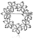 Sterling Silver Circle Flowers Brooch