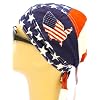 United States of America Bikers Cap, American Flag Medical Cap/Head Wrap/ Bandana/ Welders Cap, U.S. Skull Cap, Stars and Stripes Red, White and Blue Patriotic American Flag Design with Picture of United States, Breathable 100% Cotton, One Size to Fit Men, Women and Teens, America, USA, Suitable for Athletes, Welding, Medical, Healthcare, Bikers, Truckers and Food Workers to Keep Hair Out of Face