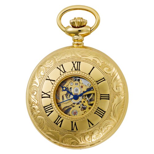 Gotham Men's Gold-Tone Mechanical Pocket Watch with Desktop Stand # GWC14040G-ST
