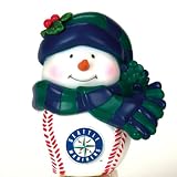 2 MLB Seattle Mariners Musical Light-Up Snowman Christmas Ornaments 2.75"