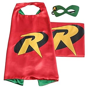(Robin) ROXX Cape and Mask Costume for Child Superhero Superman Kids Girl and Boy