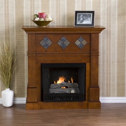 SEI Monticello Walnut Gel Fuel Fireplace, , 42