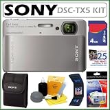 Sony Cyber-shot® DSC-TX5 10.2MP CMOS Digital Camera with 4x Zoom with Optical Steady Shot Image Stabilization and 3.5 inch Touch Screen LCD in Green + 4GB Accessory Kit