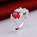NYKKOLA Silver Beautiful Ruby Diamond Fashion Band Ring for Women Lady Lovers